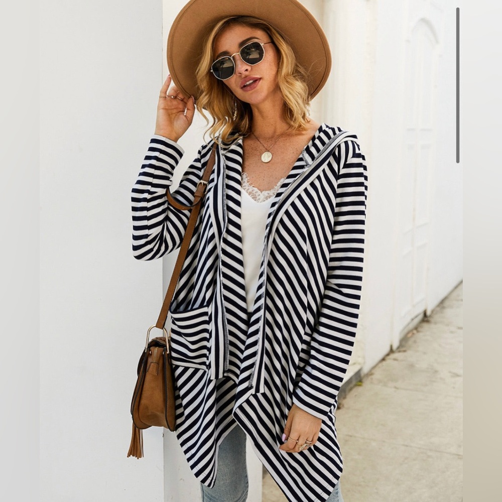 NEW! Striped Sailor Cardigan Sweater